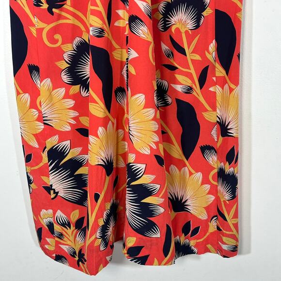 J. Crew Twist Back 100% Silk Dress Hibiscus Floral SZ 4 Tropical Resort Vacay - Picture 6 of 10